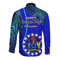 8 December Pukapuka Island Gospel Day Long Sleeve Button Shirt Cook Islands Tribal Pattern LT14 - Polynesian Pride