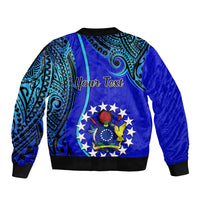 Personalised 8 December Pukapuka Island Gospel Day Sleeve Zip Bomber Jacket Cook Islands Tribal Pattern LT14 - Polynesian Pride