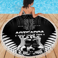 New Zealand Silver Fern Rugby Beach Blanket Haka Dance With Aotearoa Maori Pattern
