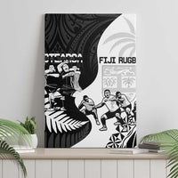 New Zealand And Fiji Tapa Rugby Canvas Wall Art Haka Dance Mix Cibi Dance Together