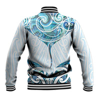 New Zealand Manta Ray Tattoo Baseball Jacket Aotearoa Maori Haehae Paua Shell - Polynesian Pride