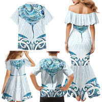 New Zealand Manta Ray Tattoo Family Matching Mermaid Dress and Hawaiian Shirt Aotearoa Maori Haehae Paua Shell - Polynesian Pride