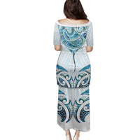 New Zealand Manta Ray Tattoo Family Matching Puletasi and Hawaiian Shirt Aotearoa Maori Haehae Paua Shell - Polynesian Pride