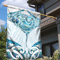 New Zealand Manta Ray Tattoo Garden Flag Aotearoa Maori Haehae Paua Shell - Polynesian Pride