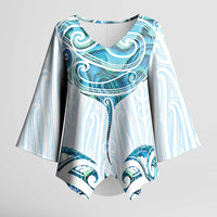 New Zealand Manta Ray Tattoo Kimono Sleeve Blouse Aotearoa Maori Haehae Paua Shell - Polynesian Pride