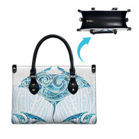 New Zealand Manta Ray Tattoo Leather Bag Aotearoa Maori Haehae Paua Shell - Polynesian Pride