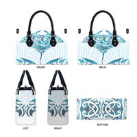 New Zealand Manta Ray Tattoo Leather Bag Aotearoa Maori Haehae Paua Shell - Polynesian Pride