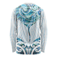 New Zealand Manta Ray Tattoo Long Sleeve Shirt Aotearoa Maori Haehae Paua Shell - Polynesian Pride