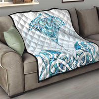 New Zealand Manta Ray Tattoo Quilt Aotearoa Maori Haehae Paua Shell - Polynesian Pride