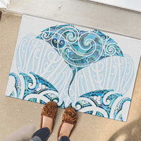 New Zealand Manta Ray Tattoo Rubber Doormat Aotearoa Maori Haehae Paua Shell - Polynesian Pride