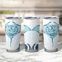 New Zealand Manta Ray Tattoo Tumbler Cup Aotearoa Maori Haehae Paua Shell - Polynesian Pride