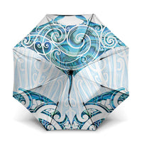 New Zealand Manta Ray Tattoo Umbrella Aotearoa Maori Haehae Paua Shell LT14 One Size Folded 11.42 inch Opened Diameter 37.4 inch White - Polynesian Pride