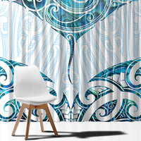 New Zealand Manta Ray Tattoo Window Curtain Aotearoa Maori Haehae Paua Shell - Polynesian Pride