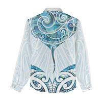 New Zealand Manta Ray Tattoo Women Casual Shirt Aotearoa Maori Haehae Paua Shell - Polynesian Pride