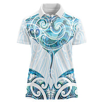New Zealand Manta Ray Tattoo Women Polo Shirt Aotearoa Maori Haehae Paua Shell - Polynesian Pride
