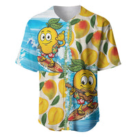 Aloha Hawaii Summer Baseball Jersey Hawaiian Lei Surfing Mango Palaka Motifs LT14 Blue - Polynesian Pride