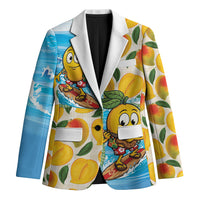Aloha Hawaii Summer Blazer Hawaiian Lei Surfing Mango Palaka Motifs LT14 Unisex Blue - Polynesian Pride
