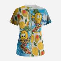 Aloha Hawaii Summer Scrub Top Hawaiian Lei Surfing Mango Palaka Motifs LT14 - Polynesian Pride
