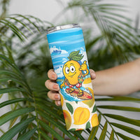 Aloha Hawaii Summer Skinny Tumbler Hawaiian Lei Surfing Mango Palaka Motifs