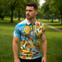 Aloha Hawaii Summer Zipper Polo Shirt Hawaiian Lei Surfing Mango Palaka Motifs LT14 - Polynesian Pride