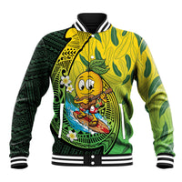 Hawaii Surfing Mango Baseball Jacket Manako Polynesian Fish Hook LT14 Unisex Green - Polynesian Pride