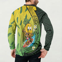 Hawaii Surfing Mango Button Sweatshirt Manako Polynesian Fish Hook LT14 - Polynesian Pride