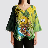 Hawaii Surfing Mango Kimono Sleeve Blouse Manako Polynesian Fish Hook LT14 - Polynesian Pride