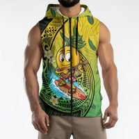 Hawaii Surfing Mango Sleeveless Zip Hoodie Manako Polynesian Fish Hook LT14 - Polynesian Pride