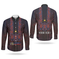 Filipino Barong Tagalog Inspired Personalised Couples Matching Mermaid Dress and Long Sleeve Button Shirt Mabuhay Philippines Festival Polynesian Pattern LT14 - Polynesian Pride