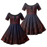 Filipino Barong Tagalog Inspired Personalised Family Matching Puletasi and Hawaiian Shirt Mabuhay Philippines Festival Polynesian Pattern LT14 Daughter's Dress Black - Polynesian Pride
