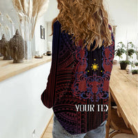 Filipino Barong Tagalog Inspired Personalised Women Casual Shirt Mabuhay Philippines Festival Polynesian Pattern LT14 - Polynesian Pride