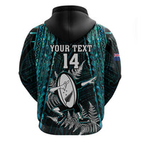 Custom New Zealand Silver Fern Rugby Hoodie Aotearoa All Black Dabbing Ball With Maori Paua Shell LT14 - Polynesian Pride