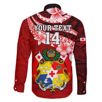 Custom Tonga Rugby Family Matching Long Sleeve Bodycon Dress and Hawaiian Shirt Ikale Tahi Tongan Ngatu Pattern With Dabbing Ball LT14 - Polynesian Pride