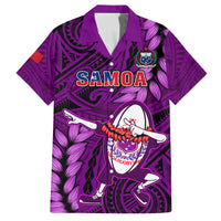 Samoa Rugby Family Matching Off Shoulder Maxi Dress and Hawaiian Shirt Manu Samoa Ula Fala Dabbing Ball Polynesian Purple Version LT14 - Polynesian Pride
