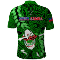 Samoa Rugby Polo Shirt Manu Samoa Ula Fala Dabbing Ball Polynesian Green Version LT14 - Polynesian Pride