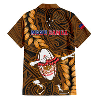 Samoa Rugby Kid Hawaiian Shirt Manu Samoa Ula Fala Dabbing Ball Polynesian Gold Version LT14 - Polynesian Pride