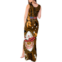 Samoa Rugby Tank Maxi Dress Manu Samoa Ula Fala Dabbing Ball Polynesian Gold Version LT14 - Polynesian Pride