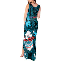 Samoa Rugby Tank Maxi Dress Manu Samoa Ula Fala Dabbing Ball Polynesian Turquoise Version LT14 - Polynesian Pride