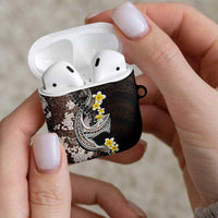 Brown and Black Hawaii Shark Tattoo AirPods Case Puakenikeni Lei Plumeria Polynesian Pattern - Polynesian Pride