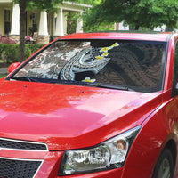 Brown and Black Hawaii Shark Tattoo Auto Sun Shade Puakenikeni Lei Plumeria Polynesian Pattern - Polynesian Pride