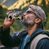 Brown and Black Hawaii Shark Tattoo 4 in 1 Can Cooler Tumbler Puakenikeni Lei Plumeria Polynesian Pattern - Polynesian Pride