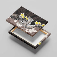 Brown and Black Hawaii Shark Tattoo Canvas Wall Art Puakenikeni Lei Plumeria Polynesian Pattern - Polynesian Pride