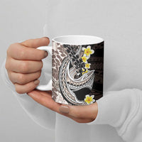 Brown and Black Hawaii Shark Tattoo Ceramic Mug Puakenikeni Lei Plumeria Polynesian Pattern - Polynesian Pride