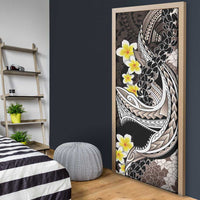 Brown and Black Hawaii Shark Tattoo Door Cover Puakenikeni Lei Plumeria Polynesian Pattern - Polynesian Pride