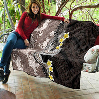 Brown and Black Hawaii Shark Tattoo Quilt Puakenikeni Lei Plumeria Polynesian Pattern - Polynesian Pride