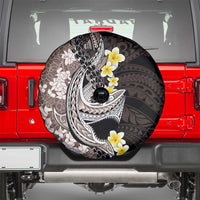 Brown and Black Hawaii Shark Tattoo Spare Tire Cover Puakenikeni Lei Plumeria Polynesian Pattern - Polynesian Pride