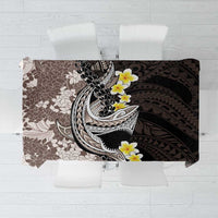 Brown and Black Hawaii Shark Tattoo Tablecloth Puakenikeni Lei Plumeria Polynesian Pattern - Polynesian Pride