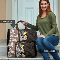 Brown and Black Hawaii Shark Tattoo Travel Bag Puakenikeni Lei Plumeria Polynesian Pattern - Polynesian Pride