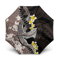 Brown and Black Hawaii Shark Tattoo Umbrella Puakenikeni Lei Plumeria Polynesian Pattern LT14 One Size Folded 11.42 inch Opened Diameter 37.4 inch Black - Polynesian Pride