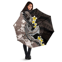 Brown and Black Hawaii Shark Tattoo Umbrella Puakenikeni Lei Plumeria Polynesian Pattern LT14 - Polynesian Pride